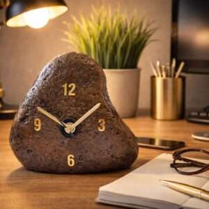 Glossy algae coloured Riverstone table Clock