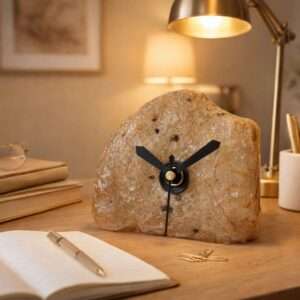 White Coloured Shinny Light Passes Through Table Clock