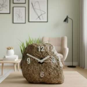 Matt textured algae coloured soft riverstone clock