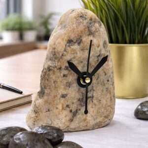 Off white marble textured soft riverstone table clock