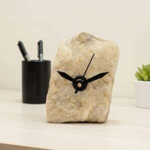 White shiny marble soft riverstone table clock